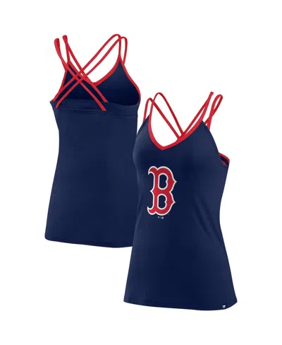 Fanatics Women's  Navy Boston Red Sox Barrel It Up Cross Back V-neck Tank Top