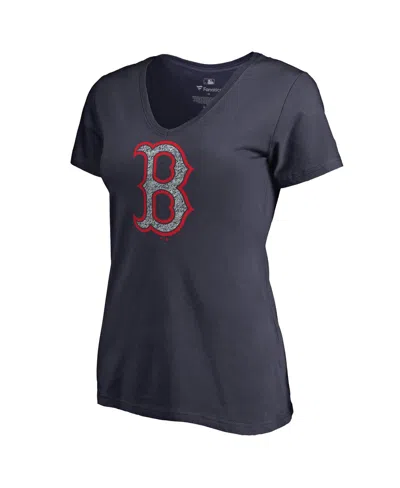 Fanatics Women's  Navy Boston Red Sox Static Logo V-neck T-shirt