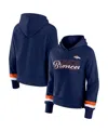 Fanatics Women's  Navy Denver Broncos Over Under Pullover Hoodie In Navy