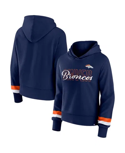Fanatics Women's  Navy Denver Broncos Over Under Pullover Hoodie