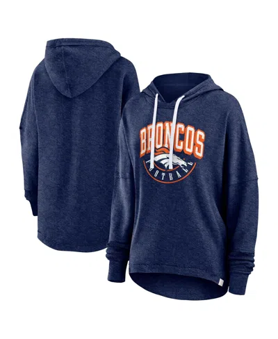 Fanatics Women's  Navy Distressed Denver Broncos Lounge Helmet Arch Pullover Hoodie
