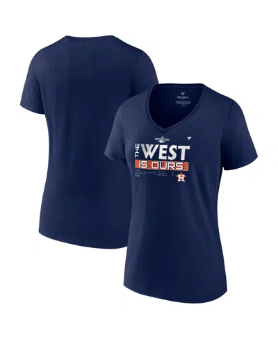Fanatics Women's  Navy Houston Astros 2022 Al West Division Champions Locker Room V-neck T-shirt