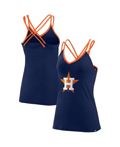 Fanatics Women's  Navy Houston Astros Barrel It Up Cross Back V-neck Tank Top