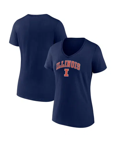 Fanatics Women's  Navy Illinois Fighting Illini Evergreen Campus V-neck T-shirt