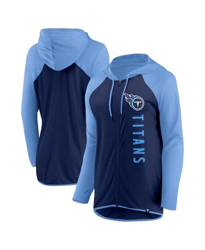 Fanatics Women's  Navy, Light Blue Tennessee Titans Forever Fan Full-zip Hoodie In Navy,light Blue