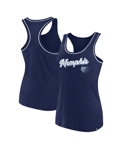 Fanatics Women's  Navy Memphis Grizzlies Wordmark Logo Racerback Tank Top