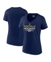 Fanatics Women's  Navy Nashville Predators Authentic Pro V-neck T-shirt In Navy
