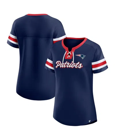 Fanatics Women's  Navy New England Patriots Plus Size Original State Lace-up T-shirt