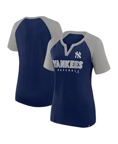 Fanatics Women's  Navy New York Yankees Shut Out Raglan Notch Neck T-shirt