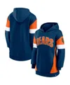 Fanatics Women's  Navy, Orange Chicago Bears Lock It Down Pullover Hoodie In Navy,orange