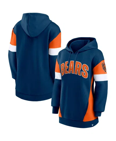 FANATICS WOMEN'S FANATICS NAVY, ORANGE CHICAGO BEARS LOCK IT DOWN PULLOVER HOODIE