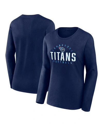 Fanatics Women's  Navy Tennessee Titans Plus Size Foiled Play Long Sleeve T-shirt