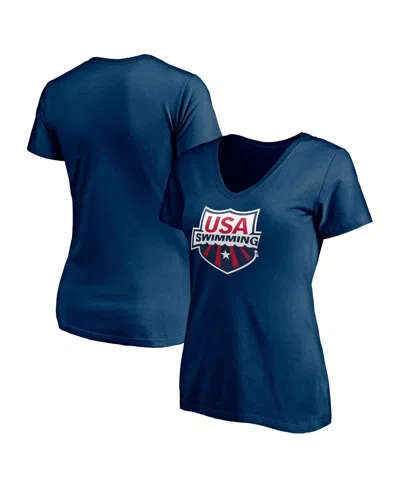 Fanatics Branded Navy Usa Swimming Core Primary Logo V-neck T-shirt