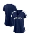 Fanatics Women's  Navy, White New York Yankees True Classic League Diva Pinstripe Raglan V-neck T-shi In Navy,white
