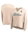 Fanatics Women's  Oatmeal Distressed Seattle Kraken Go For It Notch Neck Waffle Knit Long Sleeve T-sh In Oatmeal