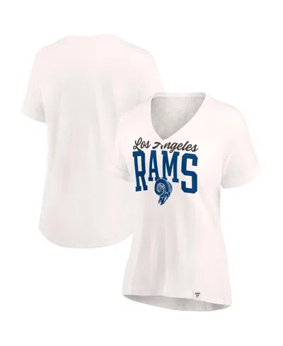 Fanatics Women's  Oatmeal Los Angeles Rams Motivating Force V-neck T-shirt