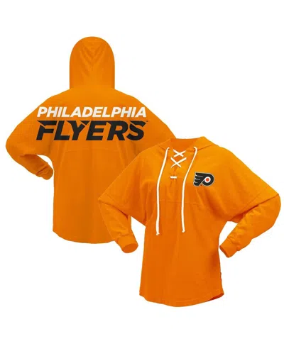 Fanatics Women's  Orange Philadelphia Flyers Jersey Lace-up V-neck Long Sleeve Hoodie T-shirt