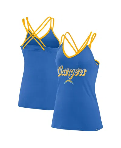 Fanatics Women's  Powder Blue Los Angeles Chargers Go For It Strappy Crossback Tank Top