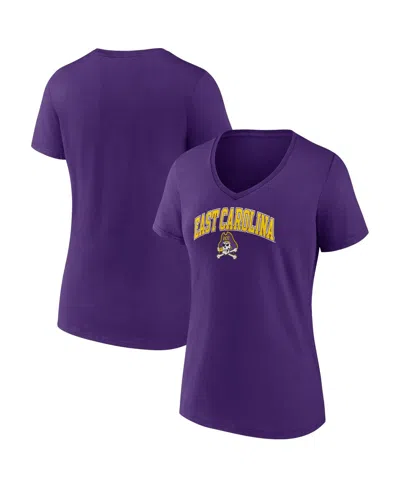 Fanatics Women's  Purple Ecu Pirates Evergreen Campus V-neck T-shirt