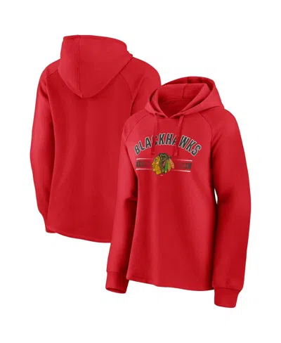 Fanatics Women's  Red Chicago Blackhawks Perfect Play Raglan Pullover Hoodie