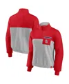 Fanatics Women's  Red, Heather Gray St. Louis Cardinals Iconic Cinch Waist Quarter-zip Top In Red,heather Gray