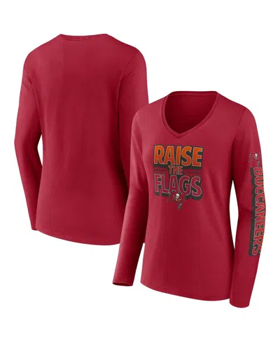 Fanatics Women's  Red Tampa Bay Buccaneers Hometown Sweep Long Sleeve V-neck T-shirt
