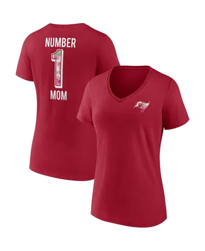 Fanatics Women's  Red Tampa Bay Buccaneers Team Mother's Day V-neck T-shirt