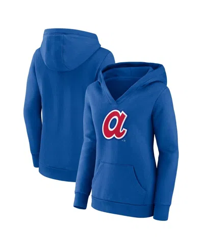 Fanatics Women's  Royal Atlanta Braves Forbes Crossover V-neck Pullover Hoodie