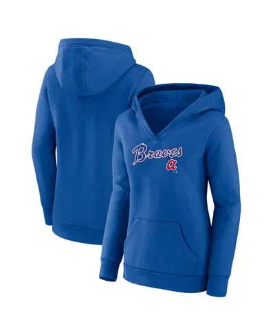 Fanatics Women's  Royal Atlanta Braves Wahconah Crossover V-neck Pullover Hoodie