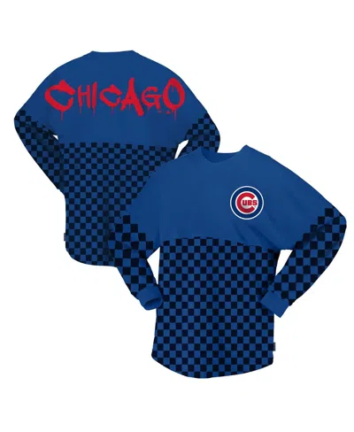 Fanatics Women's  Royal Chicago Cubs Checker Print Long Sleeve T-shirt