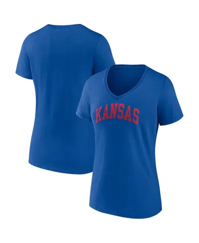 Fanatics Women's  Royal Kansas Jayhawks Basic Arch V-neck T-shirt