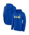 Fanatics Women's  Royal Los Angeles Rams Iconic Cotton Fleece Checklist Pullover Hoodie In Royal