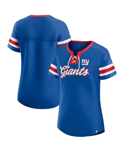 FANATICS WOMEN'S FANATICS ROYAL NEW YORK GIANTS ORIGINAL STATE LACE-UP T-SHIRT