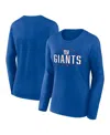 Fanatics Branded Royal New York Giants Plus Size Foiled Play Long Sleeve T-shirt In Royal