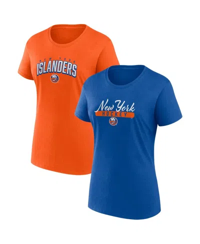 Fanatics Women's  Royal, Orange New York Islanders Two-pack Fan T-shirt Set