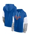 Fanatics Women's  Royal, White Florida Gators Play It Safe Colorblock Pullover Hoodie In Royal,white