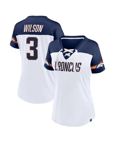Fanatics Women's  Russell Wilson White Denver Broncos Athena Name And Number V-neck Top