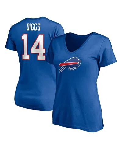 Fanatics Women's  Stefon Diggs Royal Buffalo Bills Player Icon Name And Number V-neck T-shirt