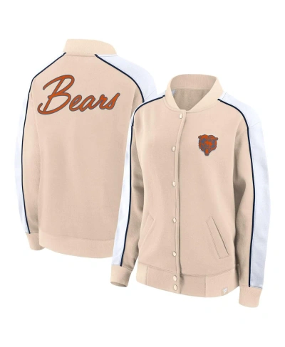 Fanatics Women's  Tan Chicago Bears Lounge Full-snap Varsity Jacket