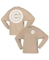 Fanatics Women's  Tan Distressed Chicago Cubs Branded Fleece Pullover Sweatshirt In Tan