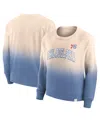 Fanatics Women's  Tan, Royal Distressed Philadelphia 76ers Lounge Arch Raglan Pullover Sweatshirt In Tan,royal