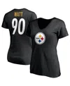 Fanatics Women's  T.j. Watt Black Pittsburgh Steelers Player Icon Name And Number V-neck T-shirt In Black