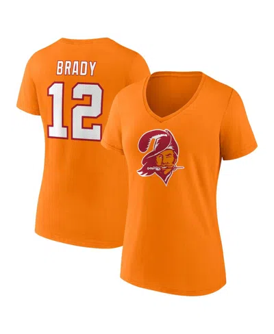 Fanatics Women's  Tom Brady Orange Tampa Bay Buccaneers Throwback Player Icon Name And Number T-shirt