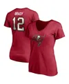 Fanatics Women's Tom Brady Red Tampa Bay Buccaneers Player Icon Name And Number V-neck T-shirt In Red