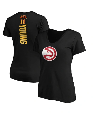 Fanatics Women's  Trae Young Black Atlanta Hawks Playmaker Name And Number V-neck T-shirt