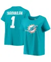 Fanatics Tua Tagovailoa Aqua Miami Dolphins Plus Size Fair Catch Name & Number V-neck T-shirt In Aqua
