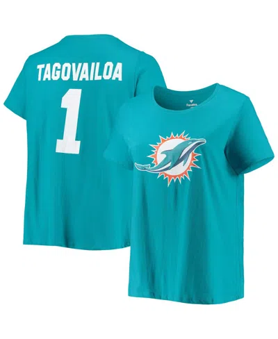 FANATICS WOMEN'S FANATICS TUA TAGOVAILOA AQUA MIAMI DOLPHINS PLUS SIZE NAME AND NUMBER T-SHIRT