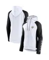 Fanatics Branded White/black New Orleans Saints End Around Lightweight Raglan Full-zip Hoodie Jacket In White,black