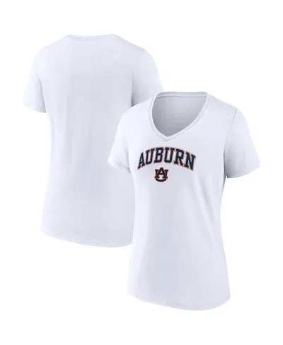 Fanatics Women's  White Auburn Tigers Evergreen Campus V-neck T-shirt