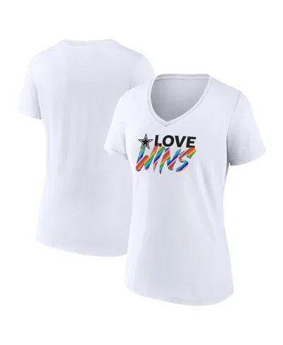 Fanatics Women's  White Dallas Cowboys Love Wins V-neck T-shirt